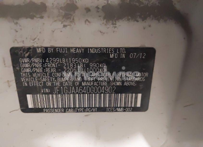 Photo 9 of 2013 Subaru Impreza 2.0I (VIN JF1GJAA64DG004902)