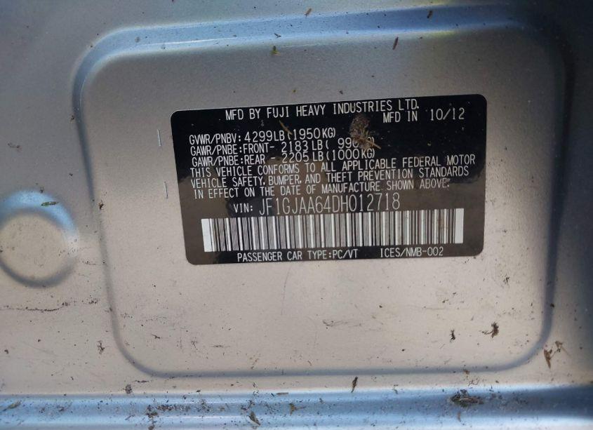 Photo 9 of 2013 Subaru Impreza 2.0I (VIN JF1GJAA64DH012718)