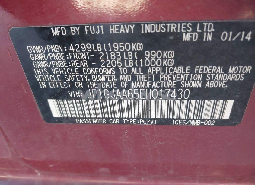 Photo 9 of 2014 Subaru Impreza 2.0I (VIN JF1GJAA65EH017430)