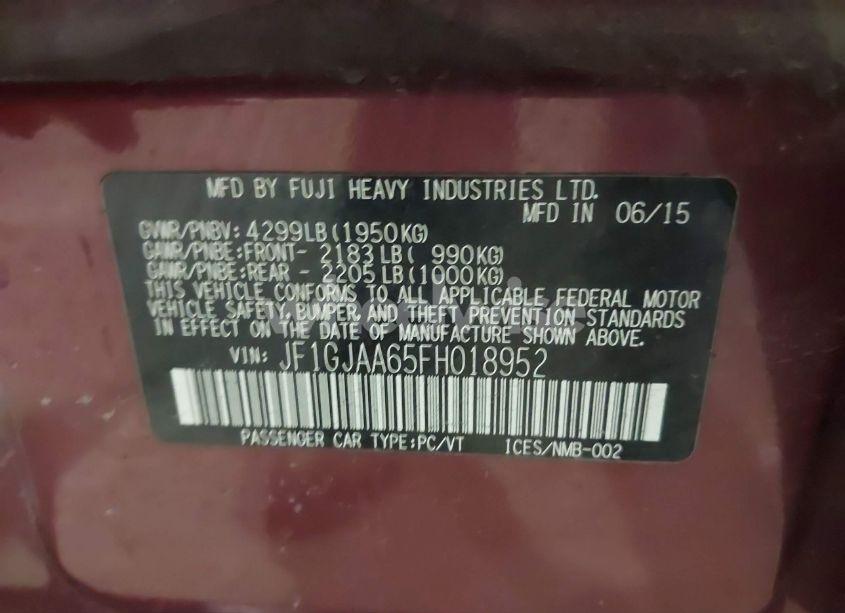 Photo 9 of 2015 Subaru Impreza 2.0I (VIN JF1GJAA65FH018952)