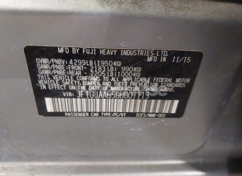 Photo 9 of 2016 Subaru Impreza 2.0I (VIN JF1GJAA65GH007113)