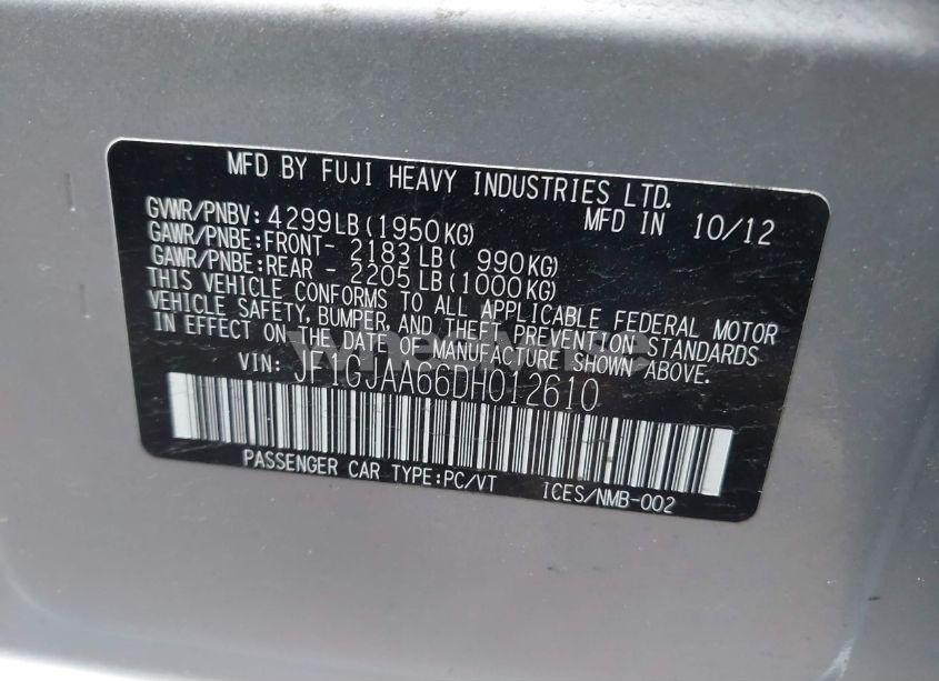 Photo 9 of 2013 Subaru Impreza 2.0I (VIN JF1GJAA66DH012610)