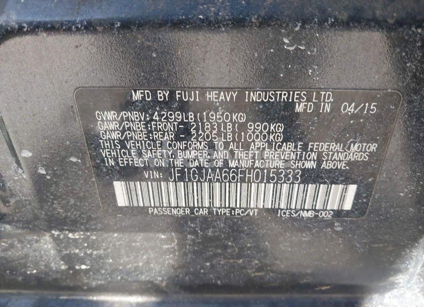 Photo 9 of 2015 Subaru Impreza 2.0I (VIN JF1GJAA66FH015333)