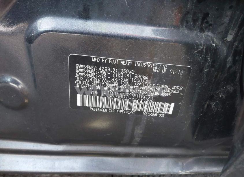 Photo 9 of 2012 Subaru Impreza 2.0I (VIN JF1GJAA67CG016623)