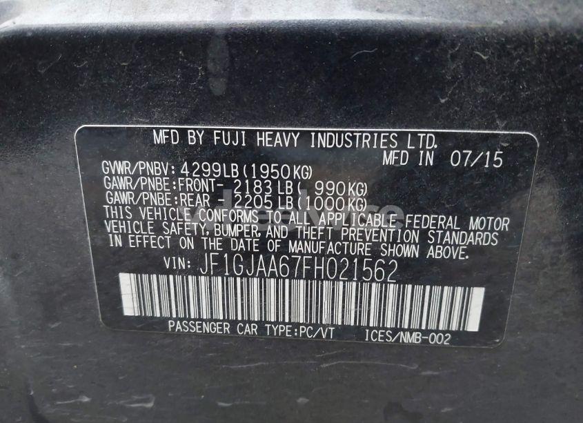 Photo 9 of 2015 Subaru Impreza 2.0I (VIN JF1GJAA67FH021562)