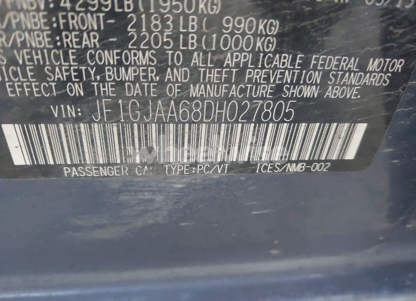 Photo 9 of 2013 Subaru Impreza 2.0I (VIN JF1GJAA68DH027805)