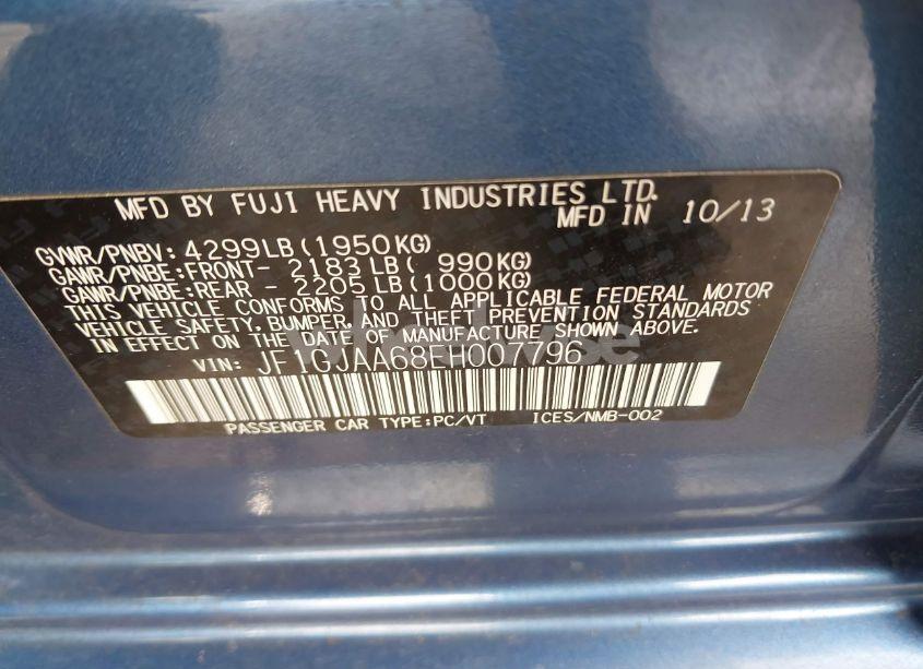 Photo 9 of 2014 Subaru Impreza 2.0I (VIN JF1GJAA68EH007796)