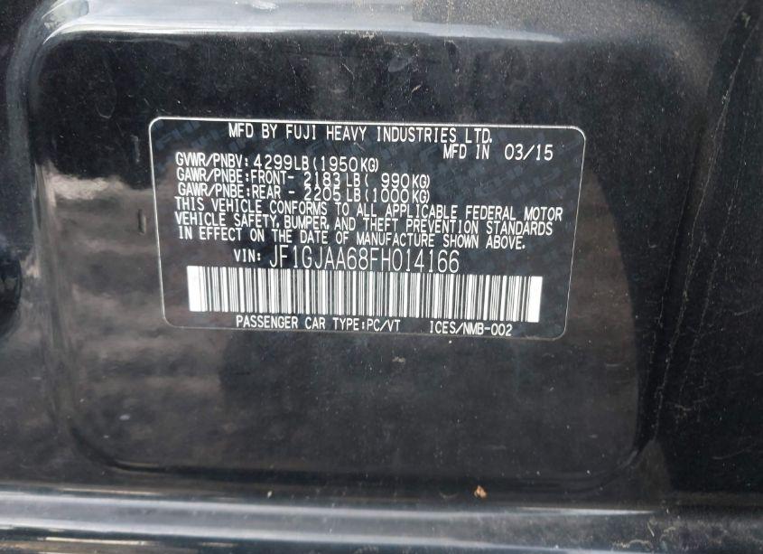 Photo 9 of 2015 Subaru Impreza 2.0I (VIN JF1GJAA68FH014166)