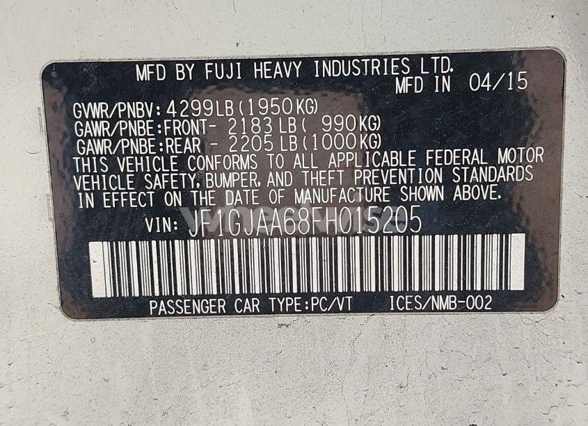 Photo 9 of 2015 Subaru Impreza 2.0I (VIN JF1GJAA68FH015205)