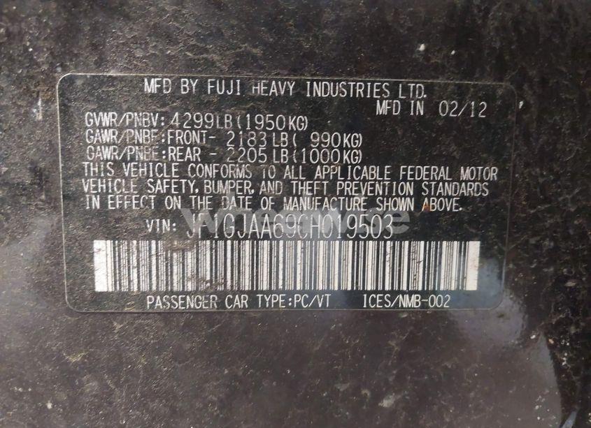 Photo 9 of 2012 Subaru Impreza 2.0I (VIN JF1GJAA69CH019503)