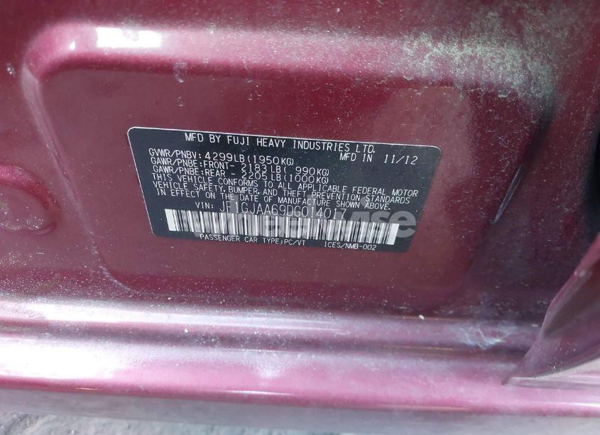 Photo 9 of 2013 Subaru Impreza 2.0I (VIN JF1GJAA69DG014017)