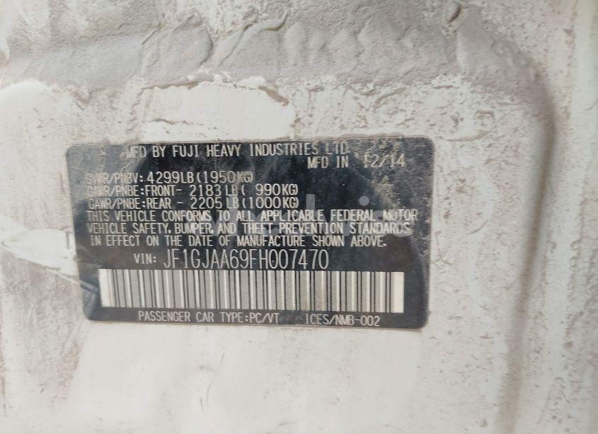 Photo 9 of 2015 Subaru Impreza 2.0I (VIN JF1GJAA69FH007470)