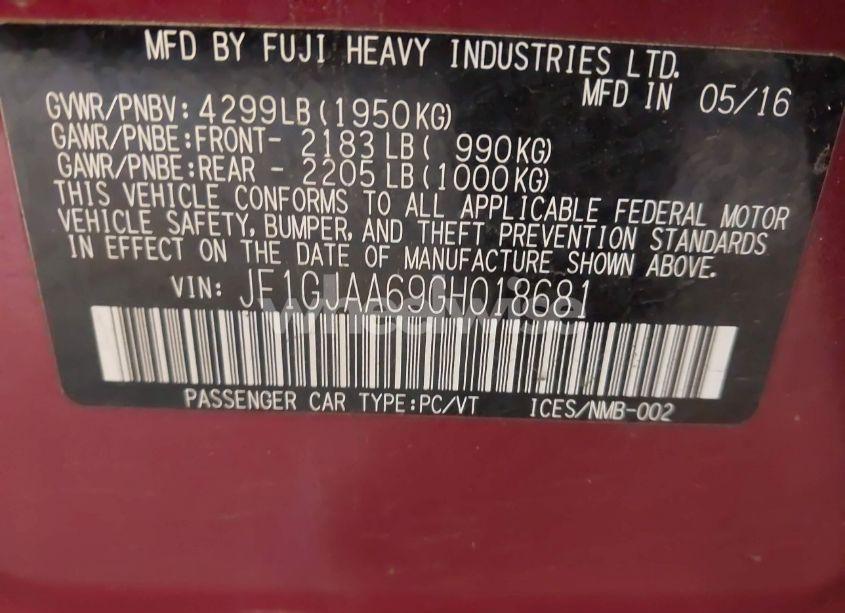 Photo 9 of 2016 Subaru Impreza 2.0I (VIN JF1GJAA69GH018681)