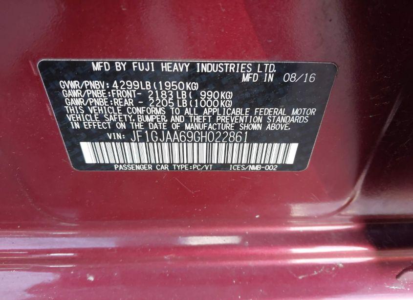 Photo 9 of 2016 Subaru Impreza 2.0I (VIN JF1GJAA69GH022861)