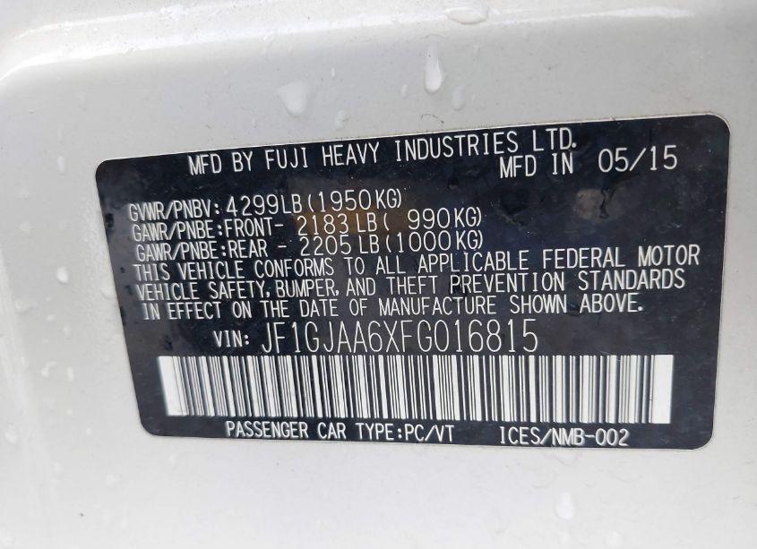 Photo 9 of 2015 Subaru Impreza 2.0I (VIN JF1GJAA6XFG016815)