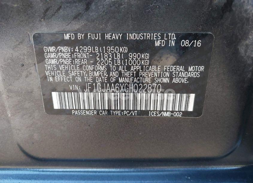 Photo 9 of 2016 Subaru Impreza 2.0I (VIN JF1GJAA6XGH022870)
