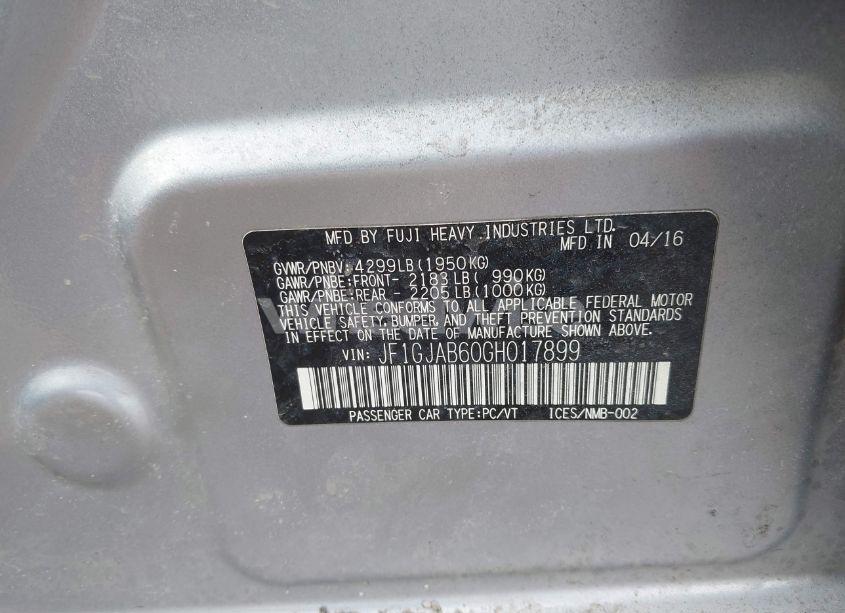 Photo 9 of 2016 Subaru Impreza 2.0I PREMIUM (VIN JF1GJAB60GH017899)