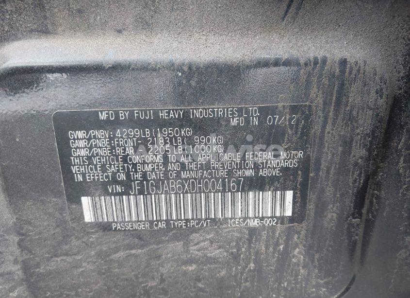 Photo 9 of 2013 Subaru Impreza 2.0I PREMIUM (VIN JF1GJAB6XDH004167)