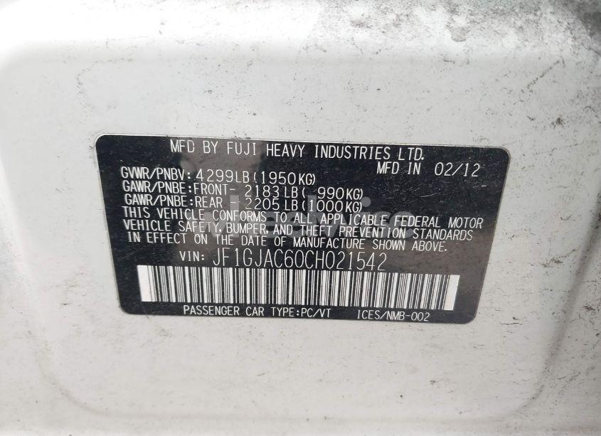 Photo 9 of 2012 Subaru Impreza 2.0I PREMIUM (VIN JF1GJAC60CH021542)