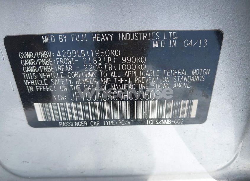 Photo 9 of 2013 Subaru Impreza 2.0I PREMIUM (VIN JF1GJAC60DH030503)