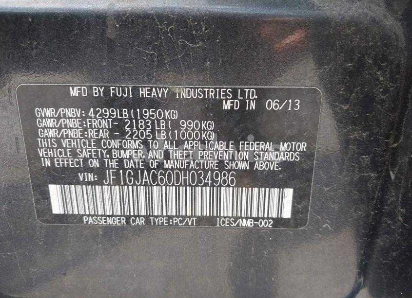 Photo 9 of 2013 Subaru Impreza 2.0I PREMIUM (VIN JF1GJAC60DH034986)