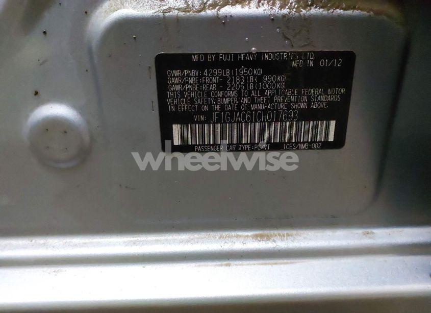 Photo 9 of 2012 Subaru Impreza 2.0I PREMIUM (VIN JF1GJAC61CH017693)