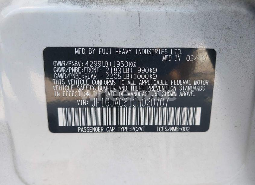 Photo 9 of 2012 Subaru Impreza 2.0I PREMIUM (VIN JF1GJAC61CH020707)