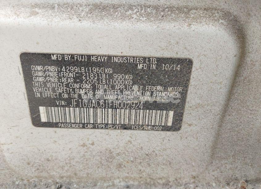 Photo 9 of 2015 Subaru Impreza 2.0I PREMIUM (VIN JF1GJAC61FH002924)