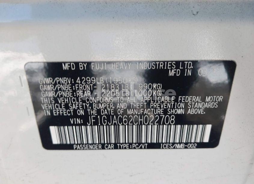 Photo 9 of 2012 Subaru Impreza 2.0I PREMIUM (VIN JF1GJAC62CH022708)