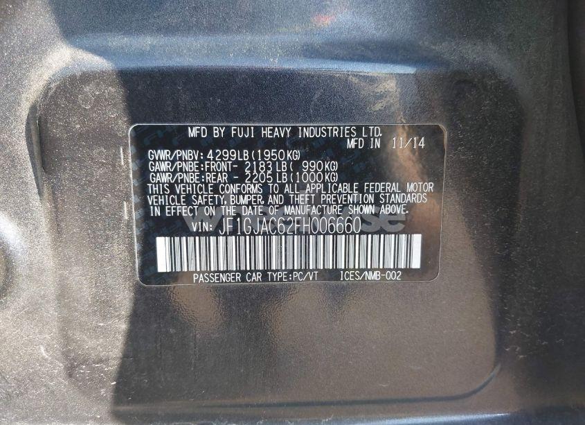 Photo 9 of 2015 Subaru Impreza 2.0I PREMIUM (VIN JF1GJAC62FH006660)