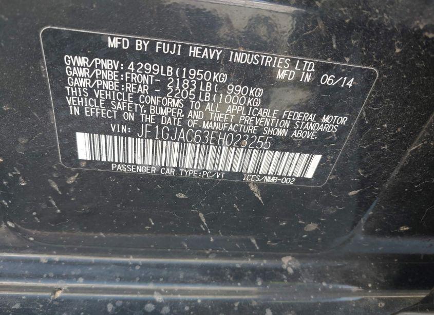 Photo 9 of 2014 Subaru Impreza 2.0I PREMIUM (VIN JF1GJAC63EH023255)