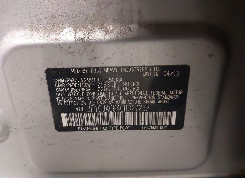 Photo 9 of 2012 Subaru Impreza 2.0I PREMIUM (VIN JF1GJAC64CH027232)