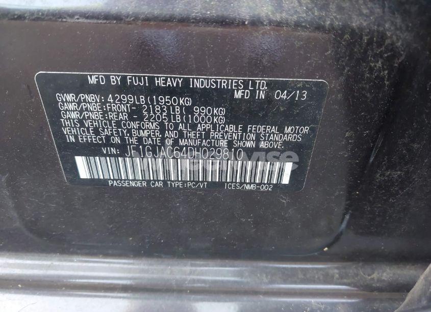 Photo 9 of 2013 Subaru Impreza 2.0I PREMIUM (VIN JF1GJAC64DH029810)