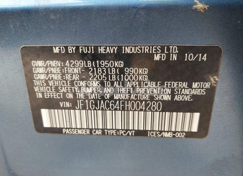 Photo 9 of 2015 Subaru Impreza 2.0I PREMIUM (VIN JF1GJAC64FH004280)