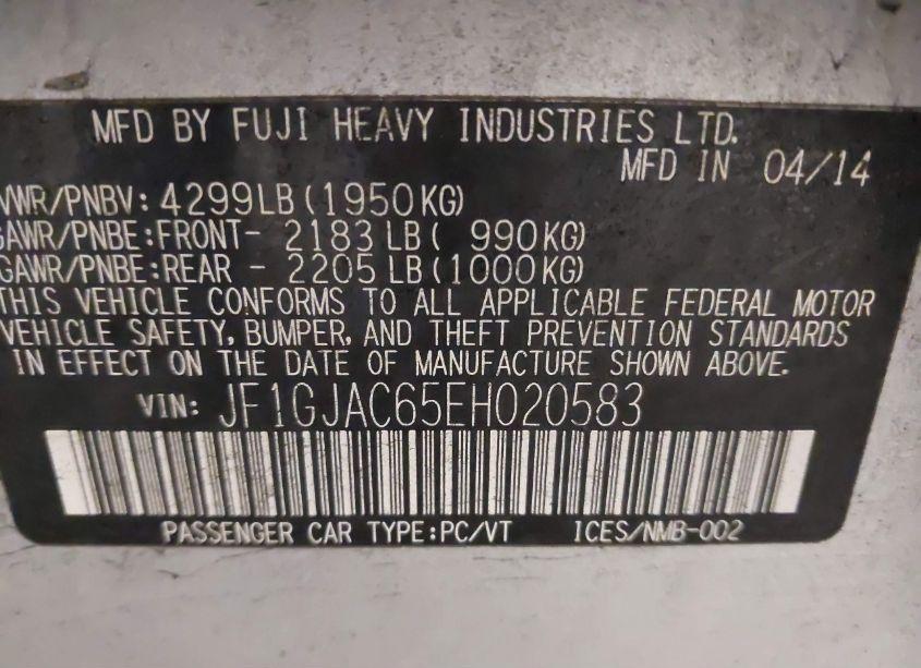 Photo 9 of 2014 Subaru Impreza 2.0I PREMIUM (VIN JF1GJAC65EH020583)