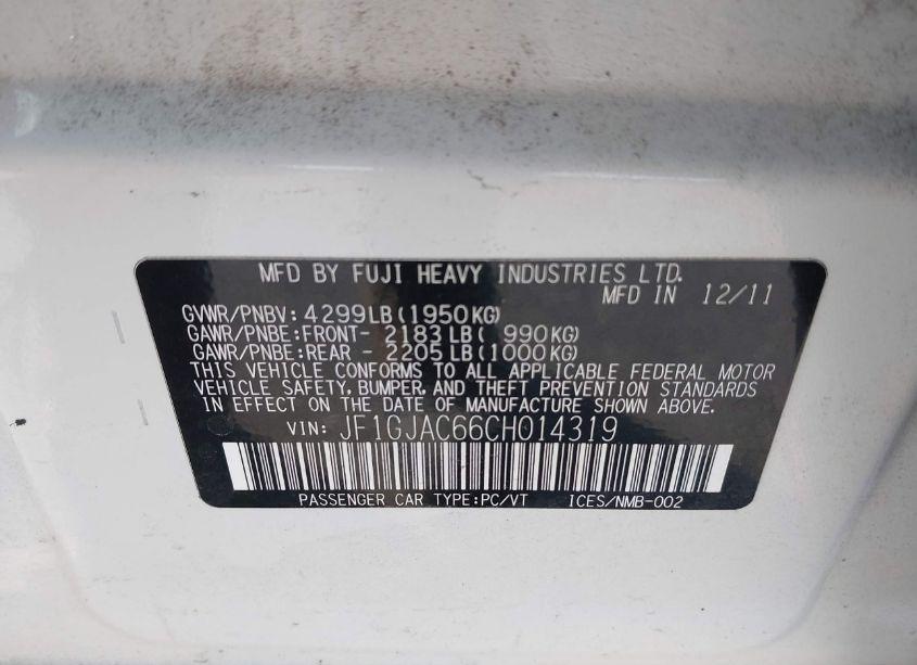 Photo 9 of 2012 Subaru Impreza 2.0I PREMIUM (VIN JF1GJAC66CH014319)