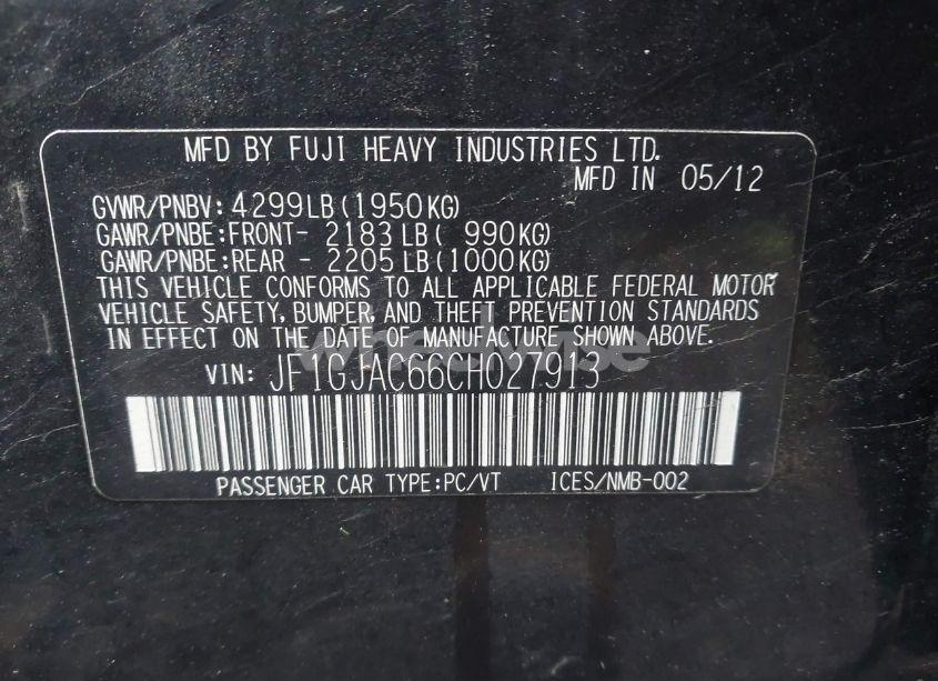 Photo 9 of 2012 Subaru Impreza 2.0I PREMIUM (VIN JF1GJAC66CH027913)