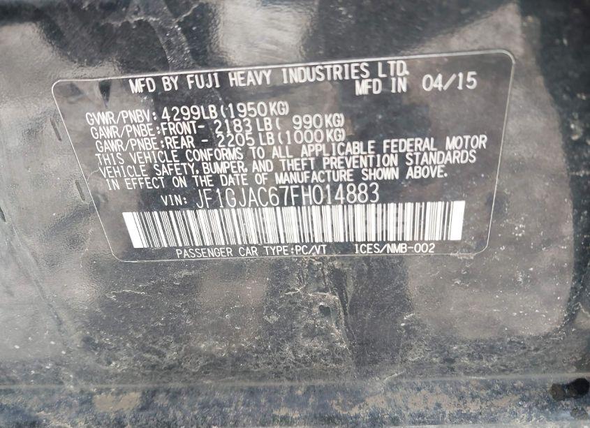 Photo 9 of 2015 Subaru Impreza 2.0I PREMIUM (VIN JF1GJAC67FH014883)