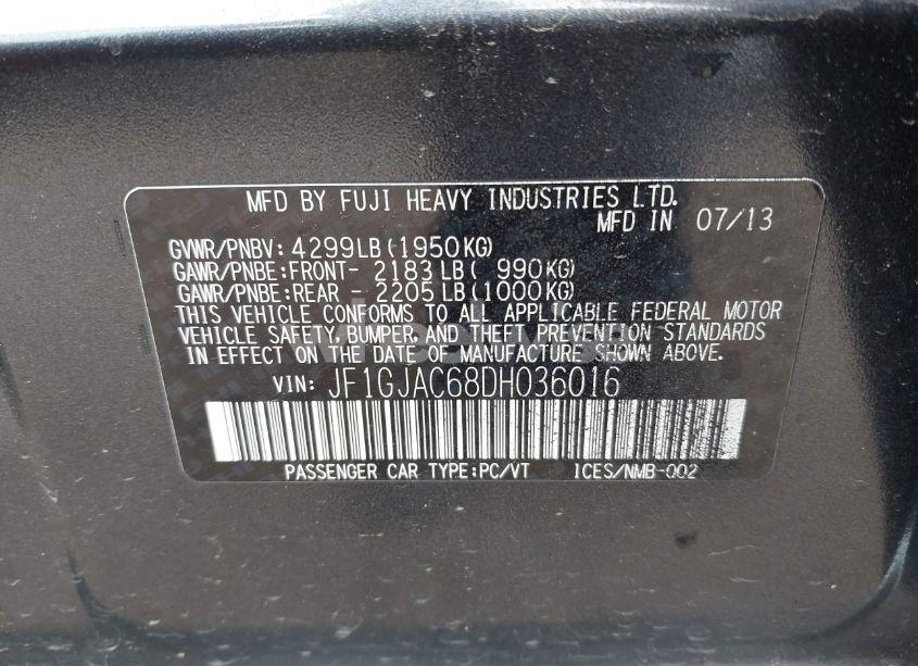 Photo 9 of 2013 Subaru Impreza 2.0I PREMIUM (VIN JF1GJAC68DH036016)