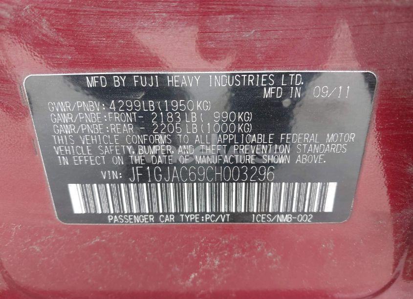 Photo 9 of 2012 Subaru Impreza 2.0I PREMIUM (VIN JF1GJAC69CH003296)