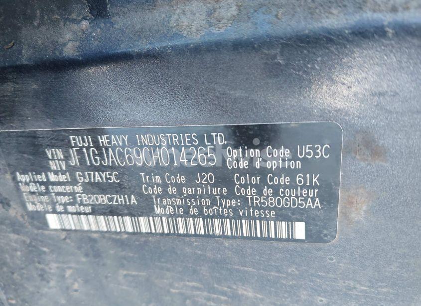 Photo 9 of 2012 Subaru Impreza 2.0I PREMIUM (VIN JF1GJAC69CH014265)