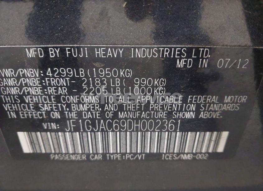 Photo 9 of 2013 Subaru Impreza 2.0I PREMIUM (VIN JF1GJAC69DH002361)