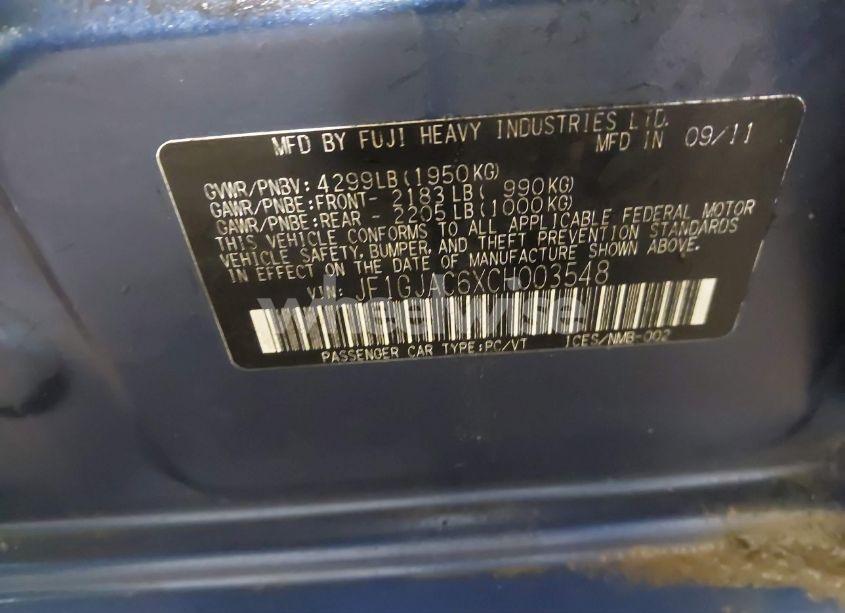 Photo 9 of 2012 Subaru Impreza 2.0I PREMIUM (VIN JF1GJAC6XCH003548)