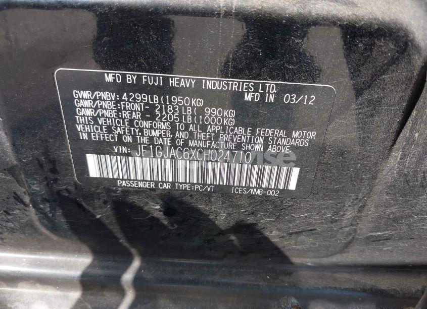 Photo 9 of 2012 Subaru Impreza 2.0I PREMIUM (VIN JF1GJAC6XCH024710)