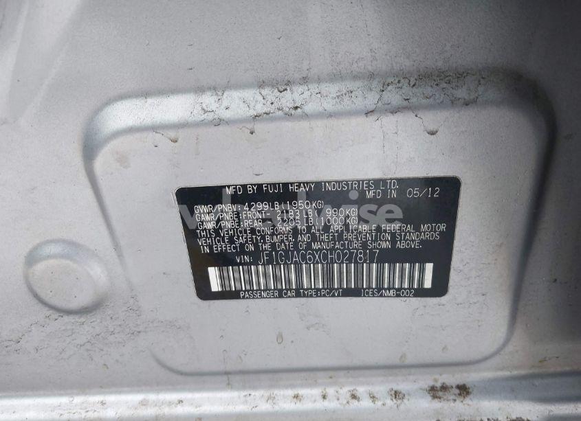 Photo 9 of 2012 Subaru Impreza 2.0I PREMIUM (VIN JF1GJAC6XCH027817)