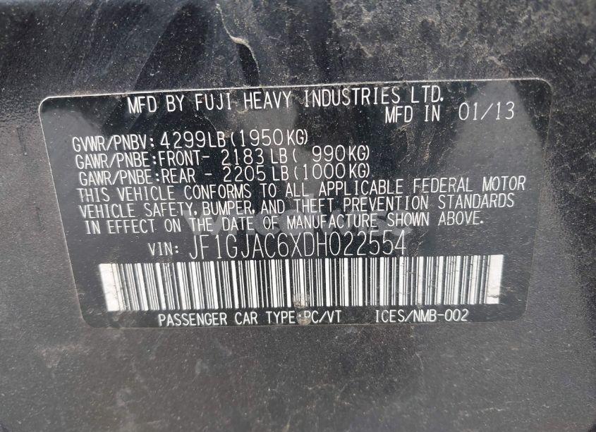 Photo 9 of 2013 Subaru Impreza 2.0I PREMIUM (VIN JF1GJAC6XDH022554)