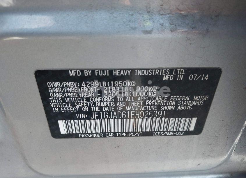 Photo 9 of 2014 Subaru Impreza 2.0I PREMIUM (VIN JF1GJAD61EH025391)