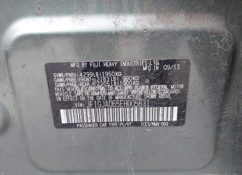 Photo 9 of 2014 Subaru Impreza 2.0I PREMIUM (VIN JF1GJAD65EH005631)