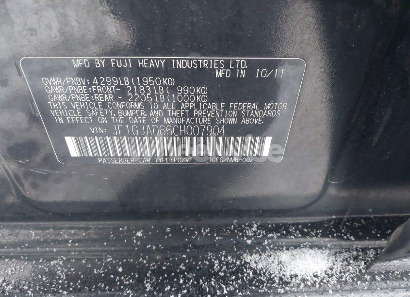 Photo 9 of 2012 Subaru Impreza 2.0I PREMIUM (VIN JF1GJAD66CH007904)