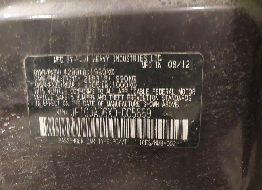 Photo 9 of 2013 Subaru Impreza 2.0I PREMIUM (VIN JF1GJAD6XDH005669)